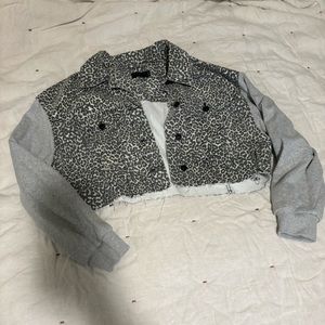 All Saints leopard print Jean jacket size medium large M / L goth print spring